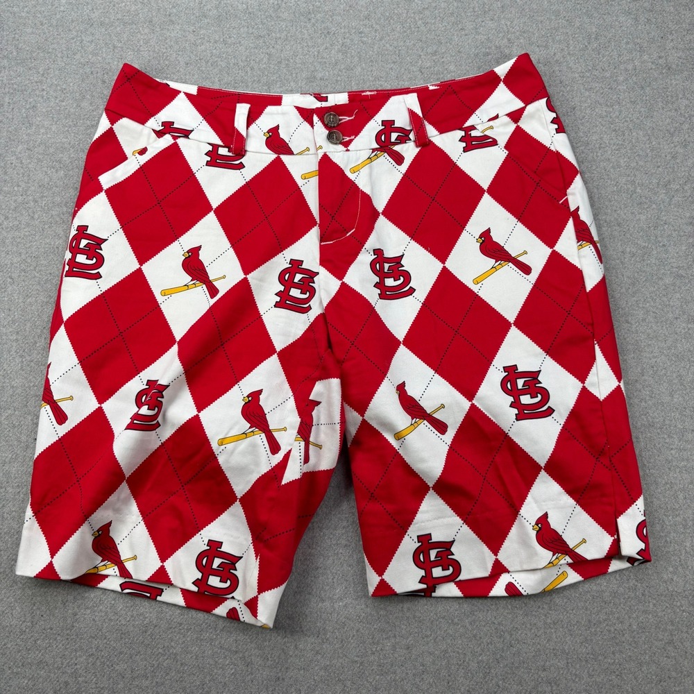 Loudmouth‎ Womens St. Louis Cardinals Golf Shorts Argyle MLB Size 8 Vibrant